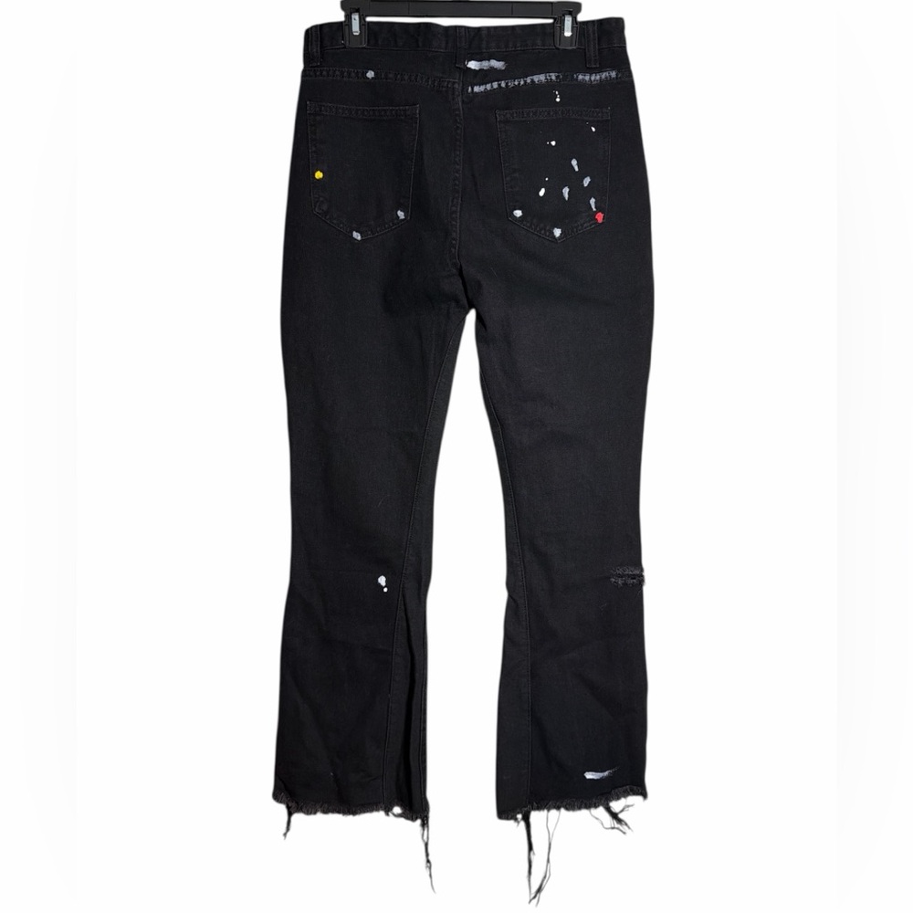 Gallery Dept Painted Distressed‎ Ripped Flare Black Jeans - Picture 2 of 5
